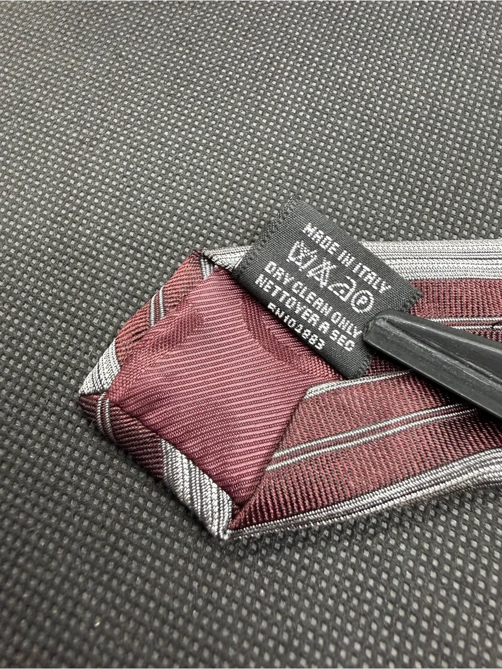 Dolce & Gabbana Italy Silk Tie Burgundy Gray Striped 59” x 3.5”